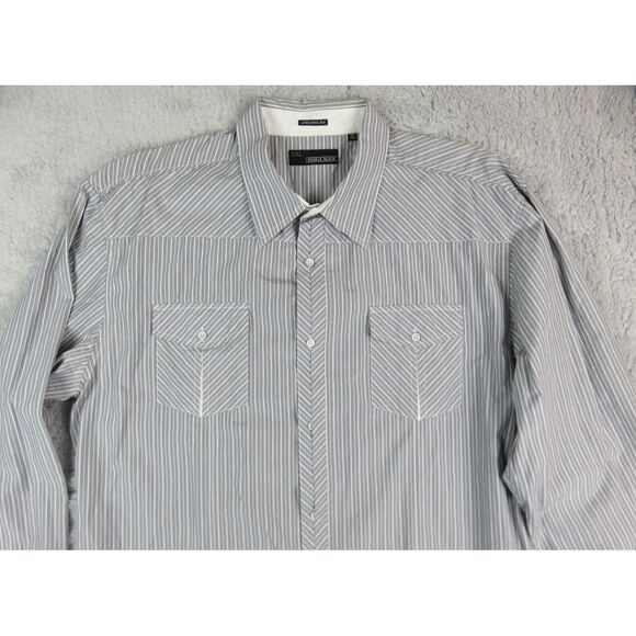 Mens Buckle BKE Black Shirt Size XXL Athletic Fit Long Sleeve Button Front Gray - Picture 3 of 7
